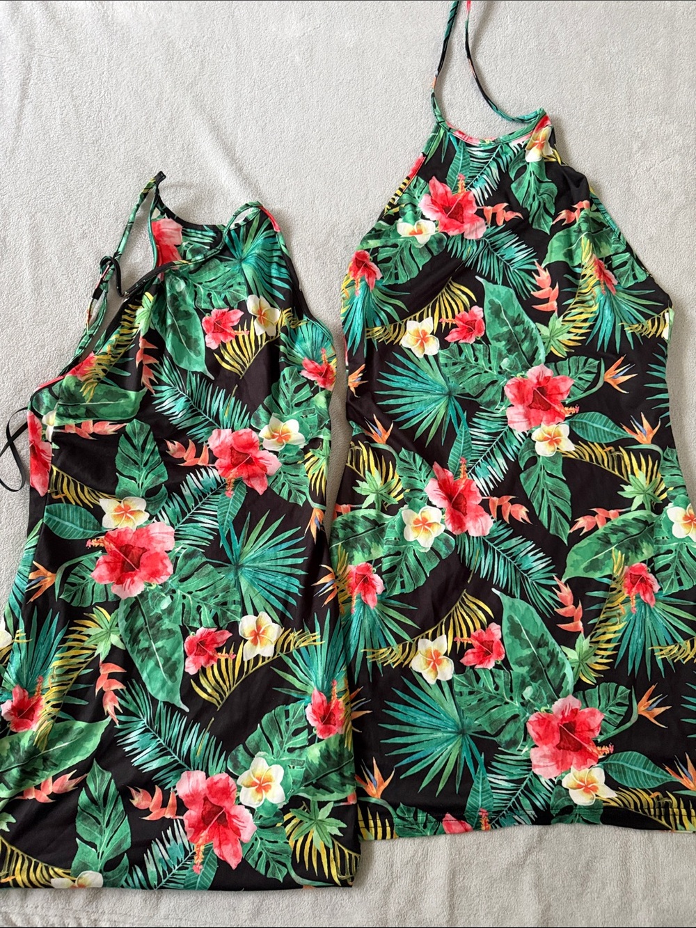 BUNDLE-2- NEW-Tropical Floral Halter Summer Dress 1 small- 1 large